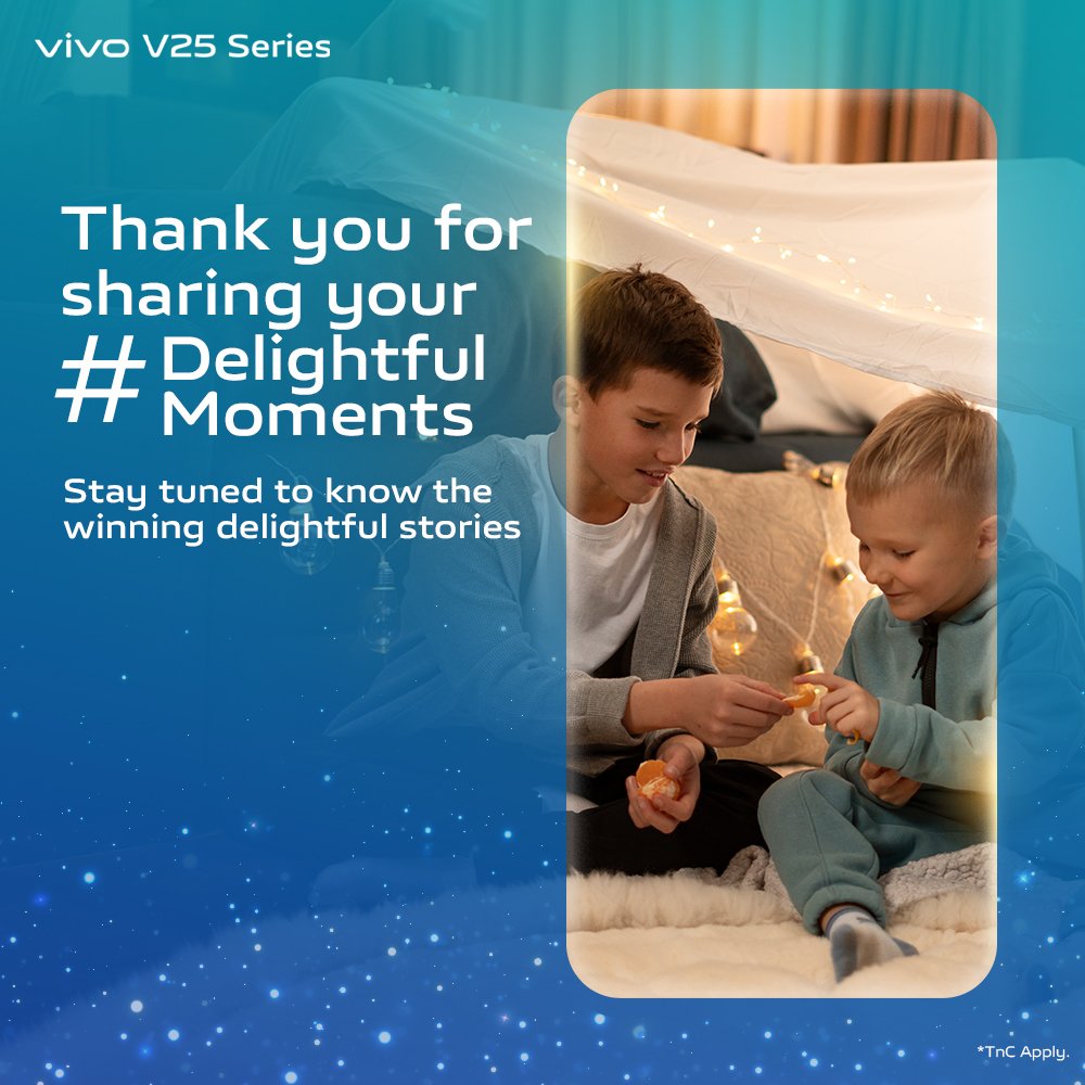 We are grateful for all the moments shared in the comments for our #DelightfulMoments contest.

We will be announcing the winners soon. Stay tuned!

*TnC Apply: bit.ly/3kPIEJa

#DelightEveryMoment #vivoV25Series