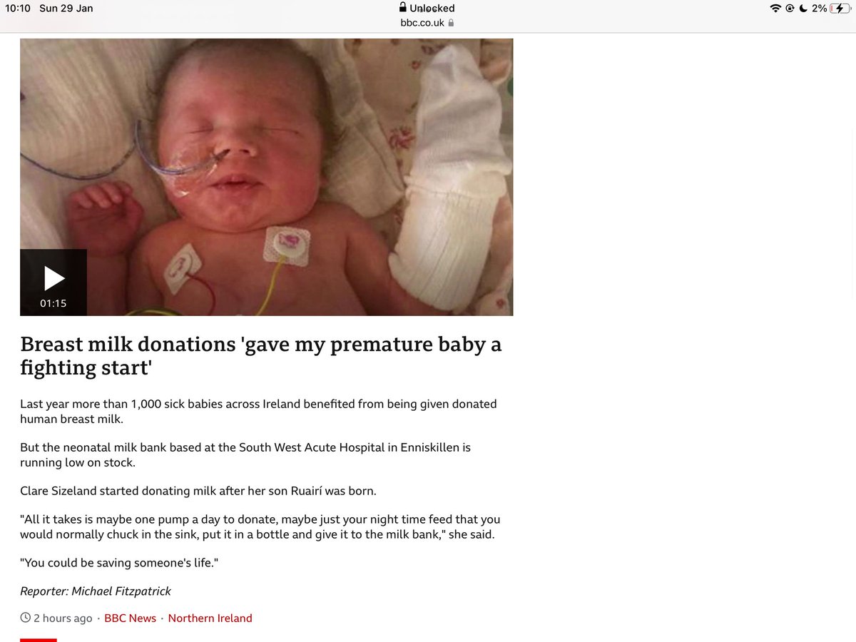 NI Milk Bank is running low on donations.   Donated milk is essential for many premature babies across Ireland. Please RT and encourage breastfeeding mothers to donate <a href="/TinyLifeCharity/">TinyLife</a> <a href="/IrishNeonatal/">INHA</a> <a href="/BBCNewsNI/">BBC News NI</a>