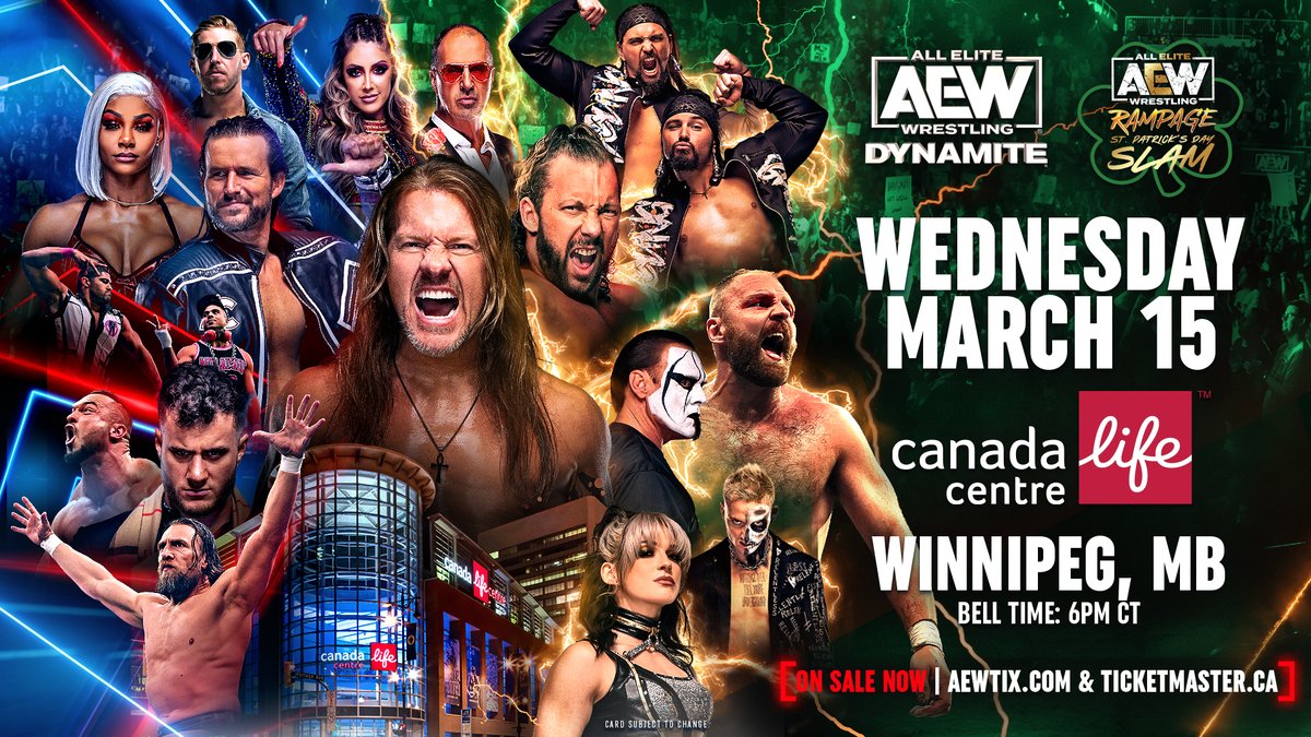 #AEW is coming to the Gateway to the West, making its DEBUT in Winnipeg, Manitoba, CA for #AEWDynamite LIVE &amp; #AEWRampage at the <a href="/CanadaLifeCtr/">Canada Life Centre</a> on Wednesday, March 15, 2023!
🎟️ Tickets ON SALE NOW!
 AEWTIX.COM | ticketmaster.ca