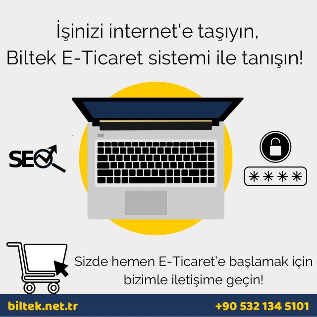 İşinizi internet’e taşıyın, Biltek E-Ticaret sistemi ile tanışın! Sizde hemen şimdi E-Ticaret ile tanışmak istiyorsanız bize ulaşmanız yeterli.

#biltek #eticaret