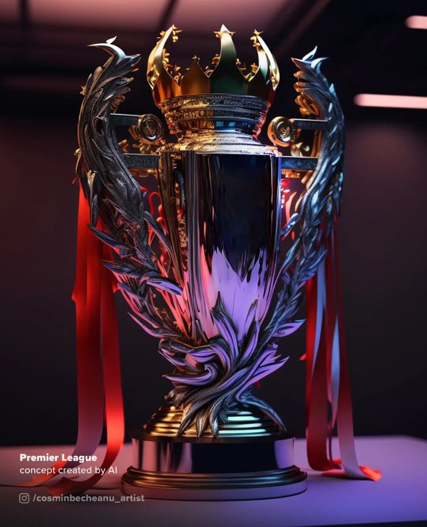 Footballtweet's tweet photo. Someone asked AI to redesign football trophies and this was the result 👀

📸 IG/cosminbecheanu_artist https://t.co/fcmwsMByjQ