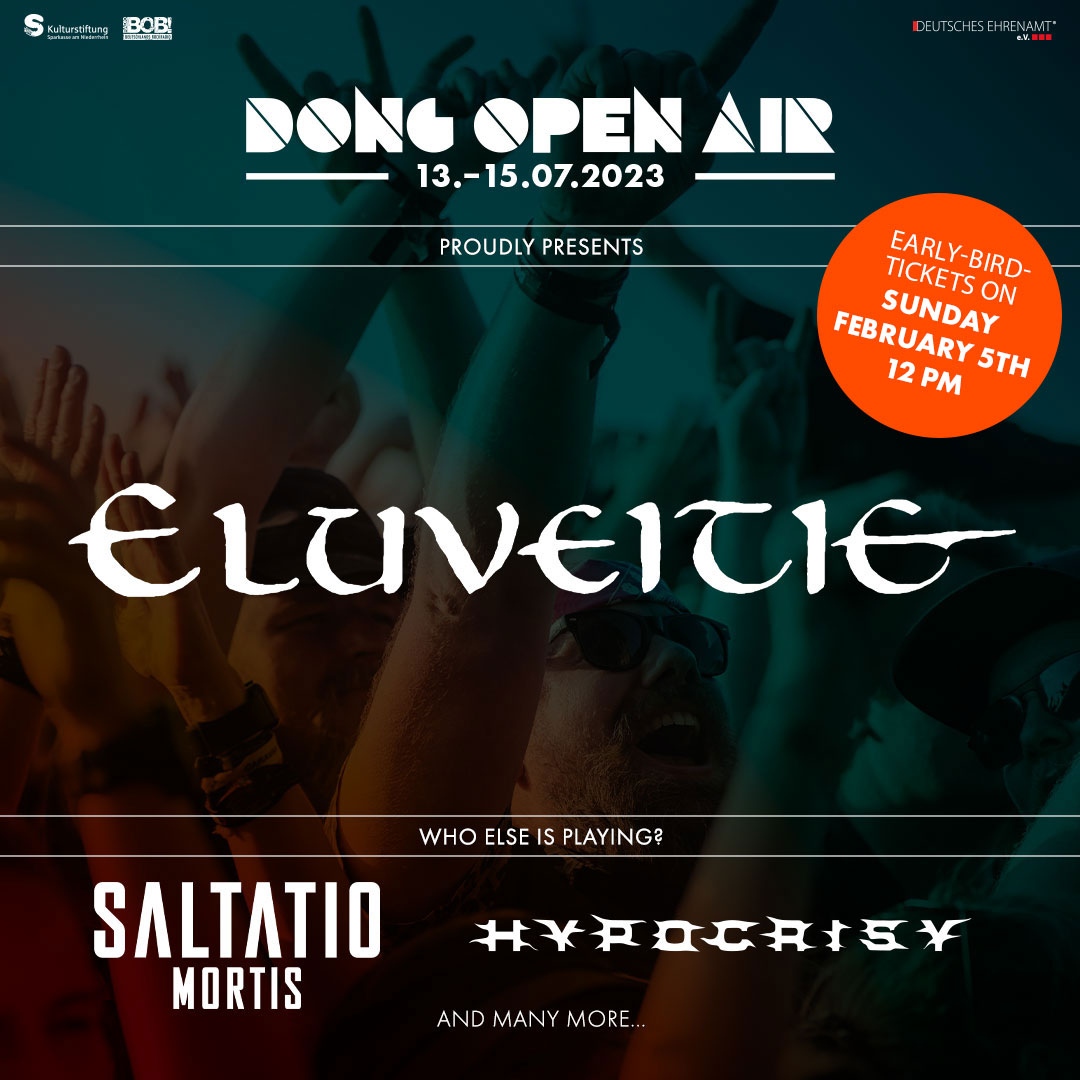 eluveitie's tweet photo. We're super excited to be part of DONG OPEN AIR 2023 🇩🇪! 🤘
The festival will take place from 13 - 15 July, ticket sale starts on 5 February.
Are we going to see you in the front row there? 🔥
#eluveitie #dongopenair #dong23 https://t.co/MluVnrrTNF