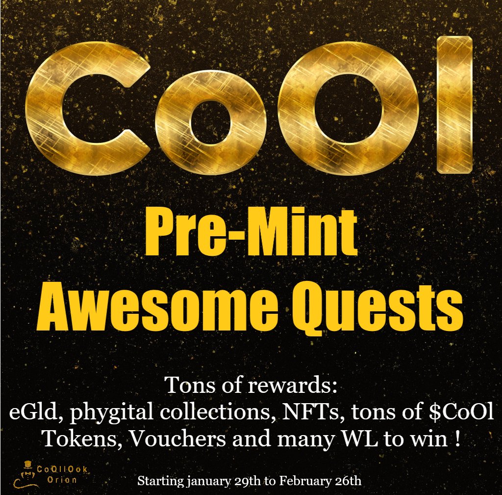 CoOllOokOrion's tweet photo. 🚨Pre-Mint Missions🚨
We're excited to announce the launch of our Crew3 missions ! 🎉 
During 1 month you can complete missions to earn points and compete for the leaderboard !

🔥More than 25 #eGld in prizes🔥

Starting today at 5PM UTC⌛️
https://t.co/MJqRI5lzEv https://t.co/5Nyv35jHtL