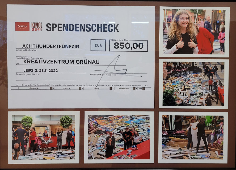 Toll! 👍 Einen so schönen Platz hat noch keiner unserer "symbolischen" Spendenschecks bekommen.

Über 8.500 € haben wir so Grünauer Vereinen schon spenden können.😊 Save the date: Unser nächste Filmplakatbörse findet am 6. Mai statt. Bewerbt euch schon jetzt mit eurem Verein! ☘