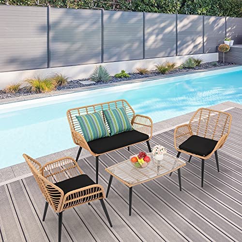 CheasyLtd's tweet photo. Bonnlo 4 Pieces Outdoor Rattan Garden Furniture Set Patio Conversation Set with Coffee Table, All-Weather Rattan Chair Patio Wicker Sofa Set with Adjustable Leveling Feet for Yard,Pool or Backyard – Cheasy Ltd. https://t.co/a3bkPEmwSV https://t.co/Gjt2Y40Ele