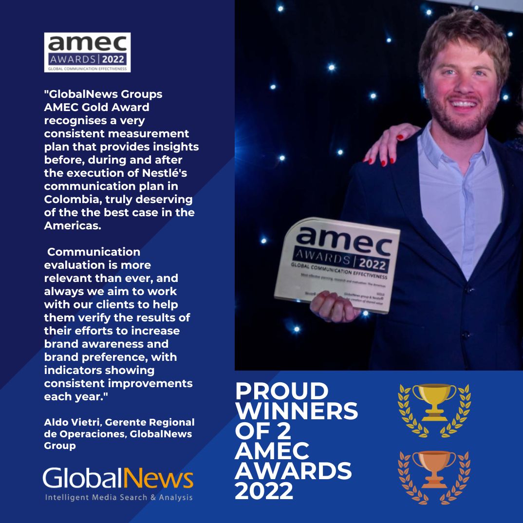 Congratulations on your 2022 AMEC Awards wins <a href="/arankwende/">Carlos Alfredo Diaz 💚</a>  <a href="/aldovietri/">Aldo Vietri</a>  &amp; <a href="/globalnewsgroup/">GlobalNews Group</a>   team. What an achievement for the winner of the Americas Award and Headline Sponsor of the 2023 AMEC Global Summit on Measurement and Evaluation.
#amecawards #amecsummit