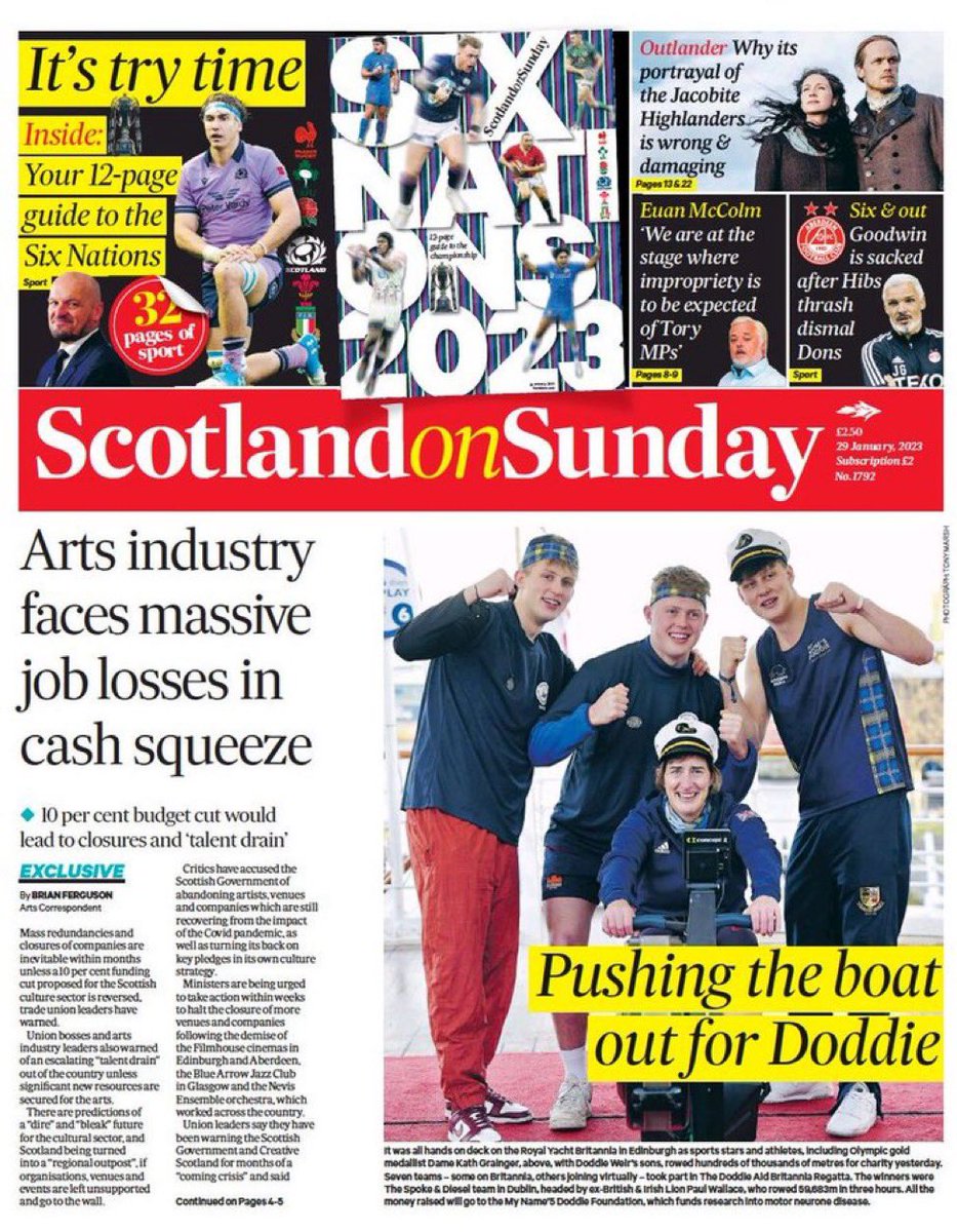 📰 Growing warnings from union leaders about the impact of Scotland’s culture cuts make the front page of <a href="/scotonsunday/">Scotland on Sunday</a> today. 📰 
My full <a href="/scotsman_arts/">Scotsman Arts</a> long-read is here: scotsman.com/whats-on/arts-…