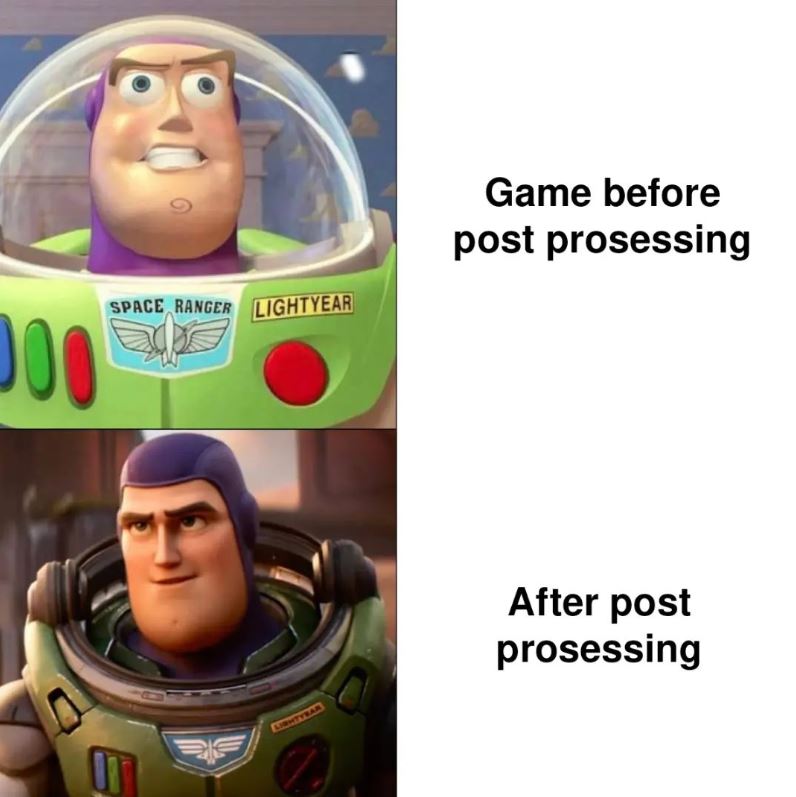 TheGDWC's tweet image. A little post processing makes any game look better. Agree or No?  🤔
#gamedev #gamedevmeme #meme #indiegame #unity #unreal #madewithunreal #madewithunity #indiedev #gamedevelopment #indiegamedev #gamedesign #devmeme #indiedevmeme #dankmeme #gamedevmeme