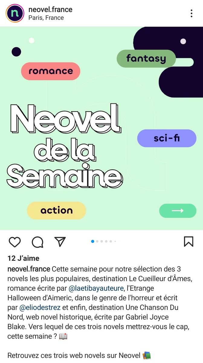 GJoyceBlake's tweet photo. Surprise de la semaine, #unechansondunord dans le top 3 des nouveautés annoncées sur l'Insta #neovel
@NeovelOfficial #webnovels #instalecture #avislecture #auteur #critiquelitteraire #auteurindependant https://t.co/lo948X31lz