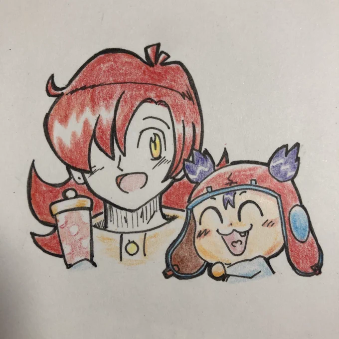 懸賞用に描いたやつ(供養髪型が独特すぎて大変だったこれ兄貴分の髪に関してはカラー版と漫画のモノクロ絵と合わさって描いちゃったんだわ青肌のキャラは初めて描いたのでこれでいいのか…?と悩みながら塗った 