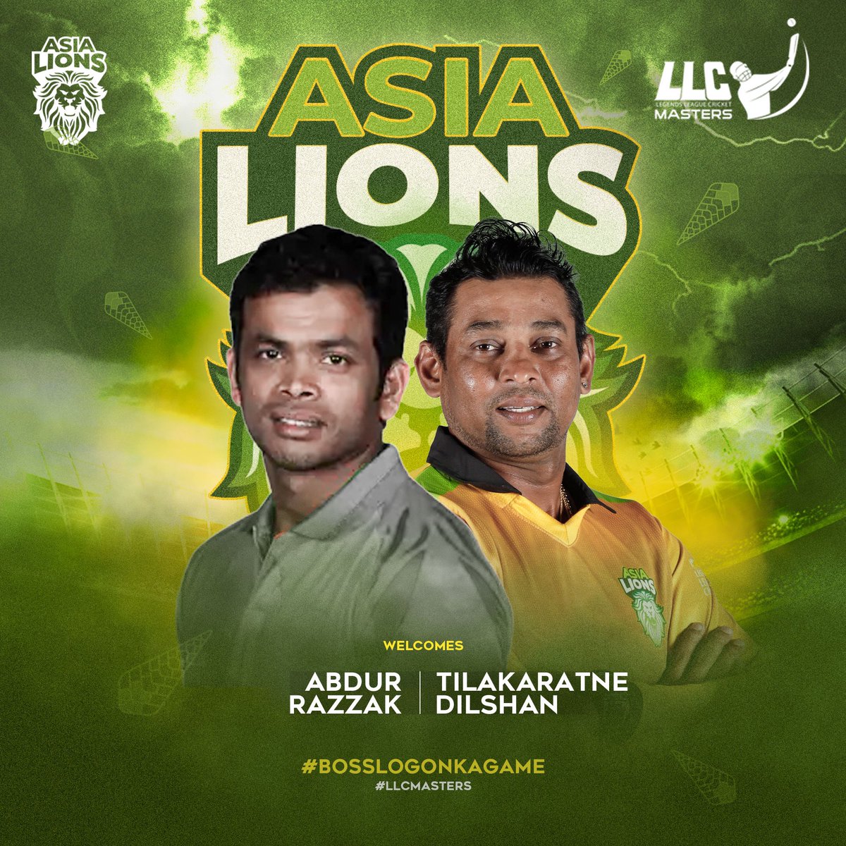 The Lions #AbdurRazzak #Dilshan are all set for the new hunting season of #LLCMasters. 

#LegendsLeagueCricket @llct20 #LLCT20 #BossLogonKaGame