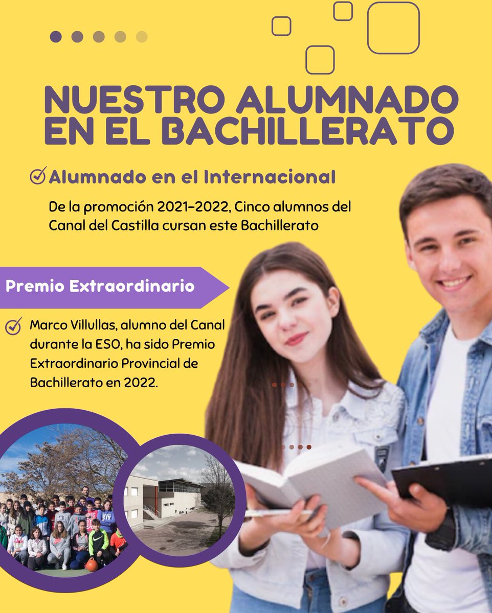 IESOCanal's tweet photo. #Bachillerato. Durante el mes de febrero, el alumnado de #4ESO recibirá varias sesiones sobre diversos itinerarios educativos posteriores a la Educación Obligatoria. Por ese motivo, continuamos aportando algunos datos de nuestro antiguo alumnado en el Bachillerato. https://t.co/z2H9ZFYCrB