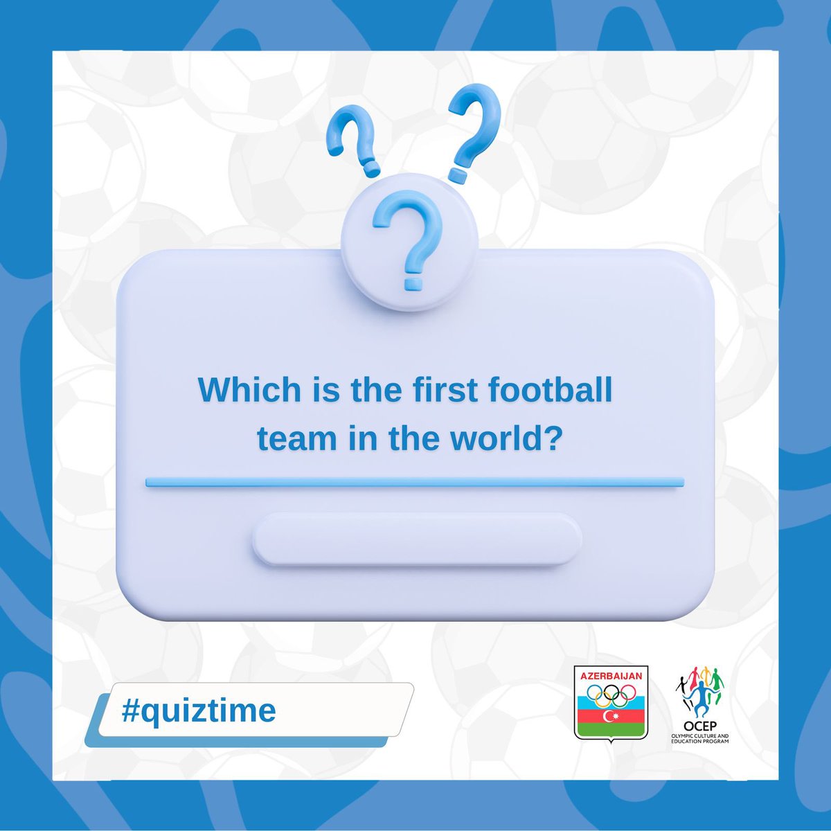ocep2019's tweet photo. Which is the first football team in the world?🧐🤩

#ocep2023 #teamAZE #education #sport #culture #quiztime https://t.co/Wj1AqywueT