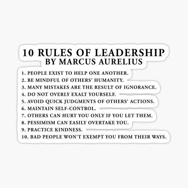 briansolis's tweet photo. 10 rules of Leadership by Marcus Aurelius Pt 1

1. Understand that people exist to help one another
2. Be mindful of others' humanity
3. Realize that many mistakes are the result of ignorance
4. Do not overly exalt yourself
5. Avoid quick judgements of others' action https://t.co/S8eZoGx6yc