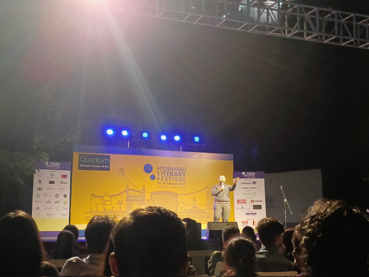AbhinandanAero's tweet photo. #HLF2023 #HydLitFest Had a wonderful time, #Bluematerial (a Dalit Stand-up Comedians) cracked spontaneous jokes. https://t.co/0hMhcfx1UR