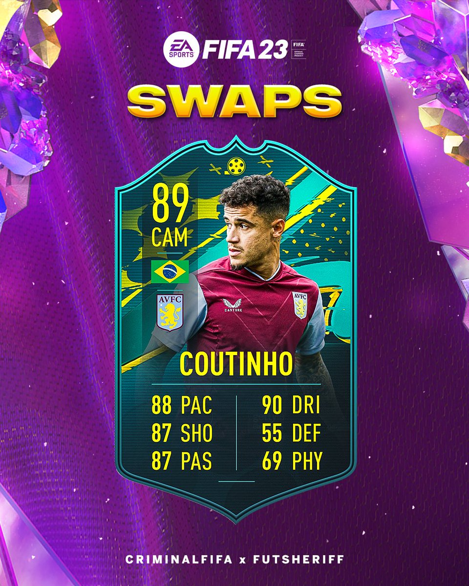 🚨Coutinho 🇧🇷 is added to come as rewards in Future Stars Swaps🔥

Stats are prediction ✍🏻

Make sure to follow <a href="/FutSheriff/">Fut Sheriff</a> and <a href="/Criminal__x/">Sahil</a> ❤️

#FIFA23