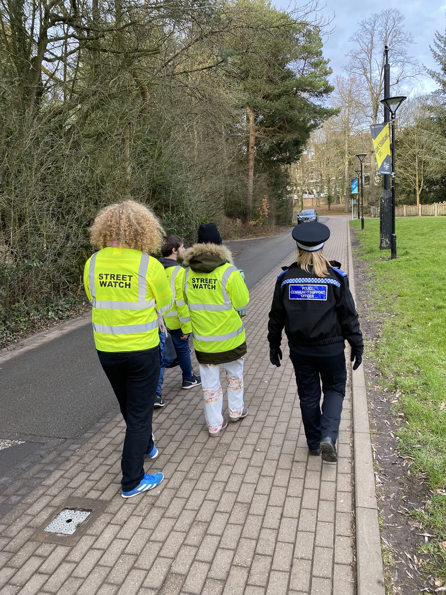 UoBTeamWMP's tweet photo. Great to be back out on another patrol with our @unibirmingham student led StreetWatch Team! This evening we’ve patrolled the campus, preferred walking route and the canal path! #studentslookingoutforstudents #studentsafety #femalesafety @JasonWathesWMP @StreetWatchWM https://t.co/CoOSju1ohU