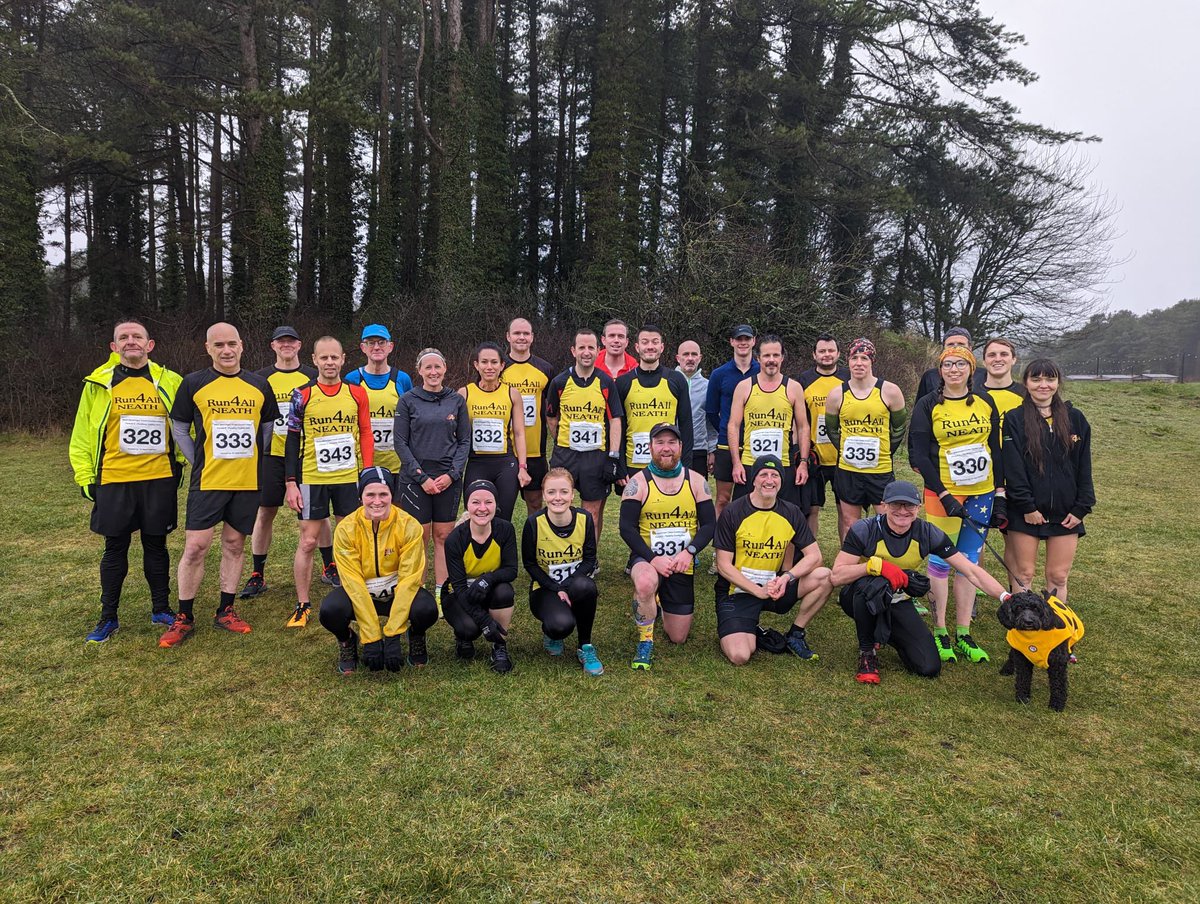 Run4AllNeath's tweet photo. West Glam XC round 2. Big thanks to @trihardharriers for a great day. We really enjoyed this morning, great turn out from our members. Not just our runners but our supporters and cake sellers. We are looking for to our event next week in Margam Park!

#run4allneath #run4all #xc https://t.co/m1dmYycLh1