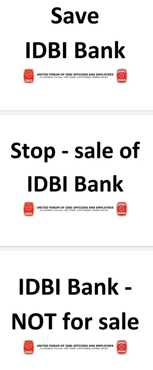 IdbiFor's tweet photo. United Forum of IDBI Officers and Employees beginning a Campaign
Posters for Photo frm 31/01/23 to 13/02/23.
We request all Bank employees, customers, Depositors, Borrowers, farmers, students, LIC policy holders &amp; other Industry supporters to be part of this Campaign.
#SaveIDBI https://t.co/79dXJ3PmlI