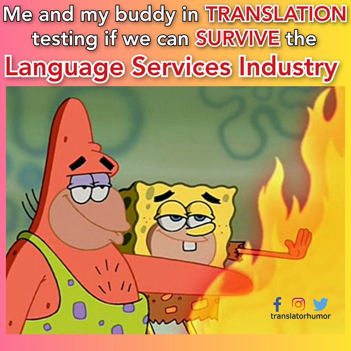 translatorhumor's tweet image. #TRANSLATOR: I SURVIVE the #languageservices Industry. 😎
#translatorhumormemes #interpreter #translation #translators #xl8 #translations #interpreting #translate #1nt #traduction #übersetzung #copywriting #traduccion #tradutor #translate #переклад #polyglots #traductor #polyglot