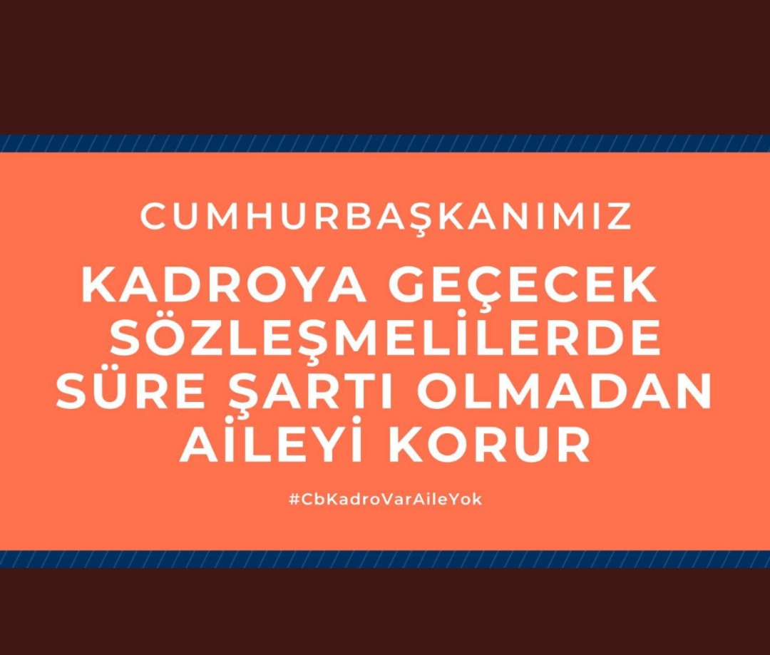 Kadroya geçen memur kadro yasasından önce nasıl ki 1 yılda aile birliğini sağlıyorsa, kadroya geçecek sözleşmeli personeller de aynı haktan yararlanmalıdır. Kadrolular arasında ayrım olmamalıdır..
<a href="/RTErdogan/">Recep Tayyip Erdoğan</a>
 
<a href="/tcmeb/">Millî Eğitim Bakanlığı</a>
 
#EşDurumuTayini