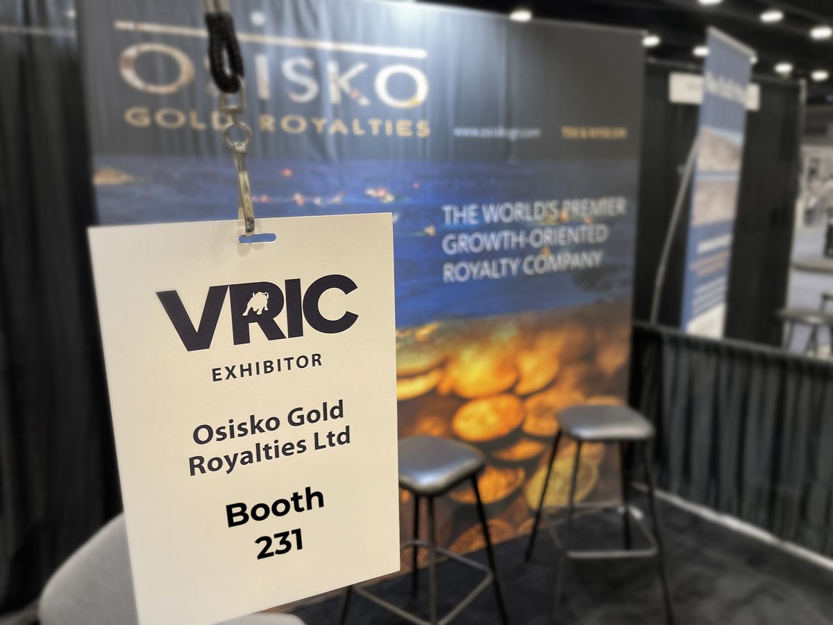 Osisko is excited to attend the 2023 Vancouver Resource Investment Conference on Jan 29-30, 2023. cutt.ly/H9Oy9GE

Corporate presentation on Jan. 29 at 11:10am PT, in Workshop 2.

BOOTH #231

#osisko #mining #miningnews #osiskogoldroyalties #jaymartin #cambridgehouse
