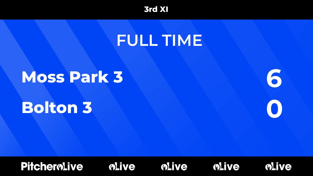 FULL TIME: Moss Park 3 6 - 0 Bolton 3
#MOSBOL #Pitchero
mossparkhockeyclub.co.uk/teams/136876/m…