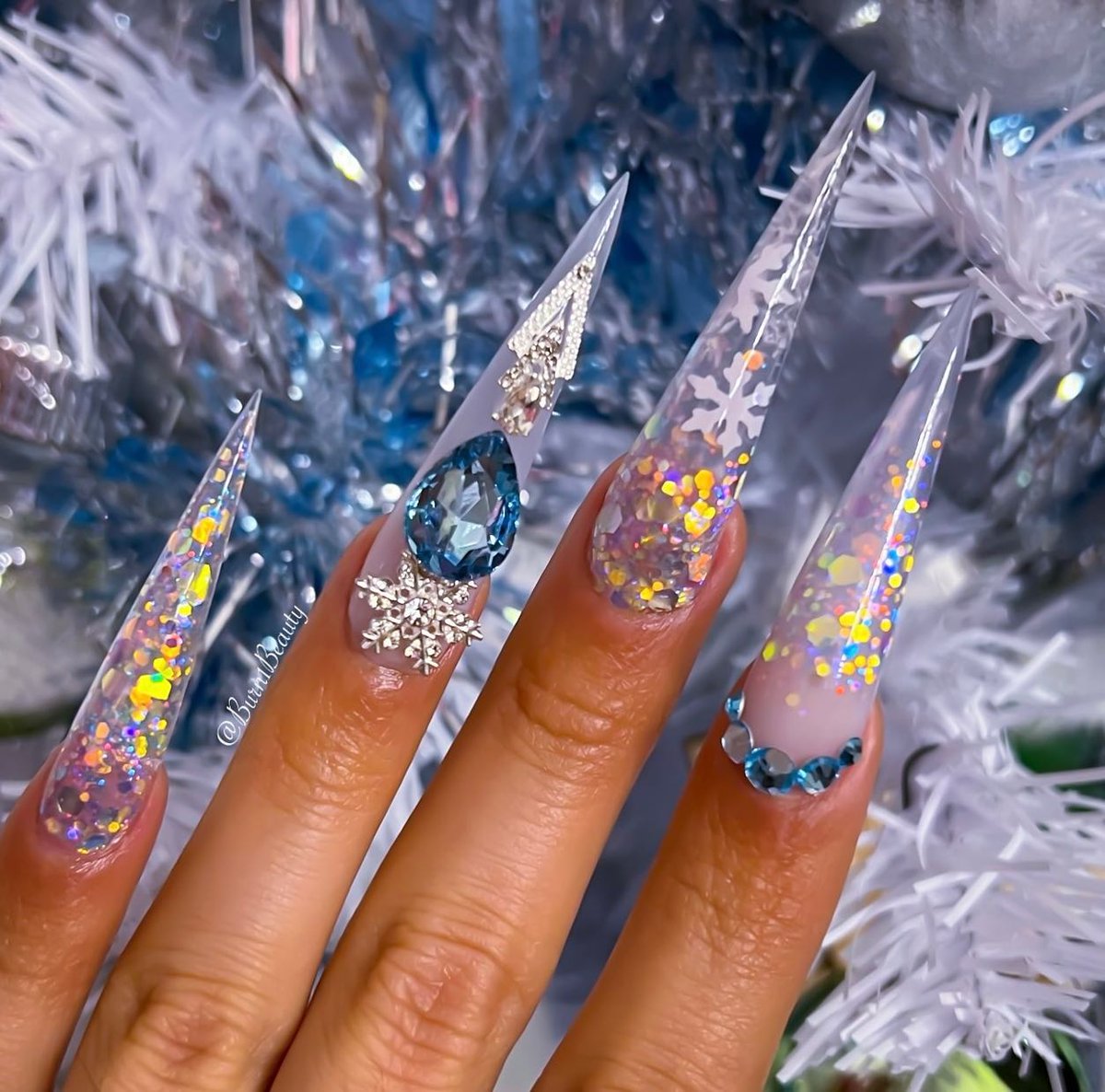 ❄️ Winter Glam ❄️  by @burn1beauty 💕
#sxccosmetics #polygelnails #acrylicnail #trendynails #pride #pridemonth    #rainbownails #frenchtipnails #nailfashion  #nails #valentines #valentine #valentinesnails #valentinenails #valentineday #valentinesurprise