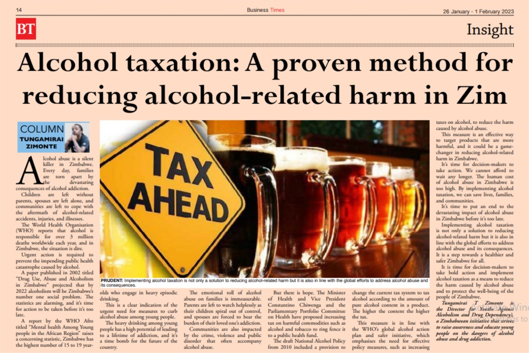 SAAPA_Zimbabwe's tweet photo. Alcohol taxation can save lives and families. Time for decision-makers to take bold action and implement alcohol taxation to protect the well-being of all Zimbabweans. @ZimTreasury @MoHCCZim @ParliamentZim @OMpslsw #alcoholtaxation #publichealth #Zimbabwe https://t.co/QRPDIvXmXo