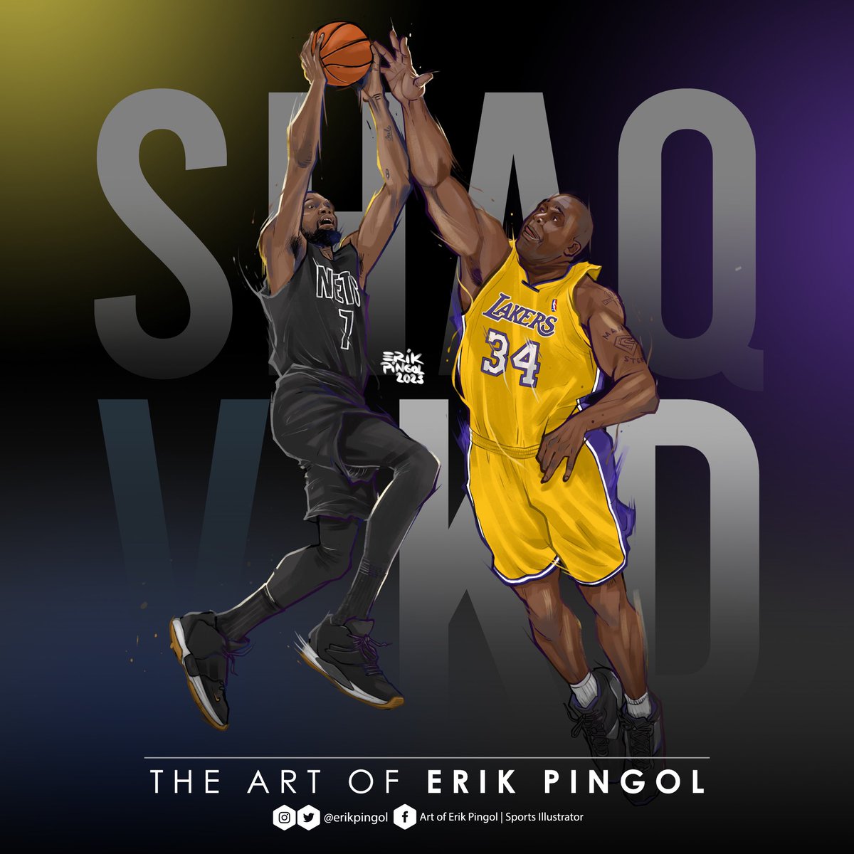 ErikPingol's tweet photo. Who you got? @SHAQ v @KDTrey5 #nba #theportal #artoferikpingol do check my IG @ erikpingol 

Well I’ve been a #shaqfan since ‘92 https://t.co/38NIE9Ny6r