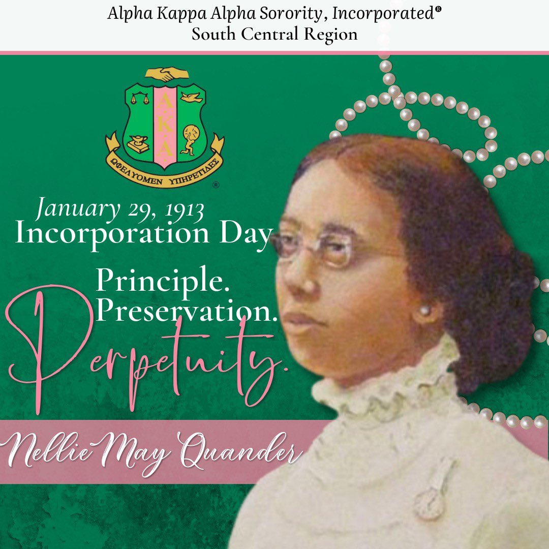 SouthCentralAKA's tweet image. Alpha Kappa Alpha is forever grateful to our Incorporators, led by Nellie M. Quander, for their vision and fortitude. Quander became our organization’s first International President.  Happy Incorporation Day!#AKA1908 #WeareSouthCentral #Servicetoallmankind