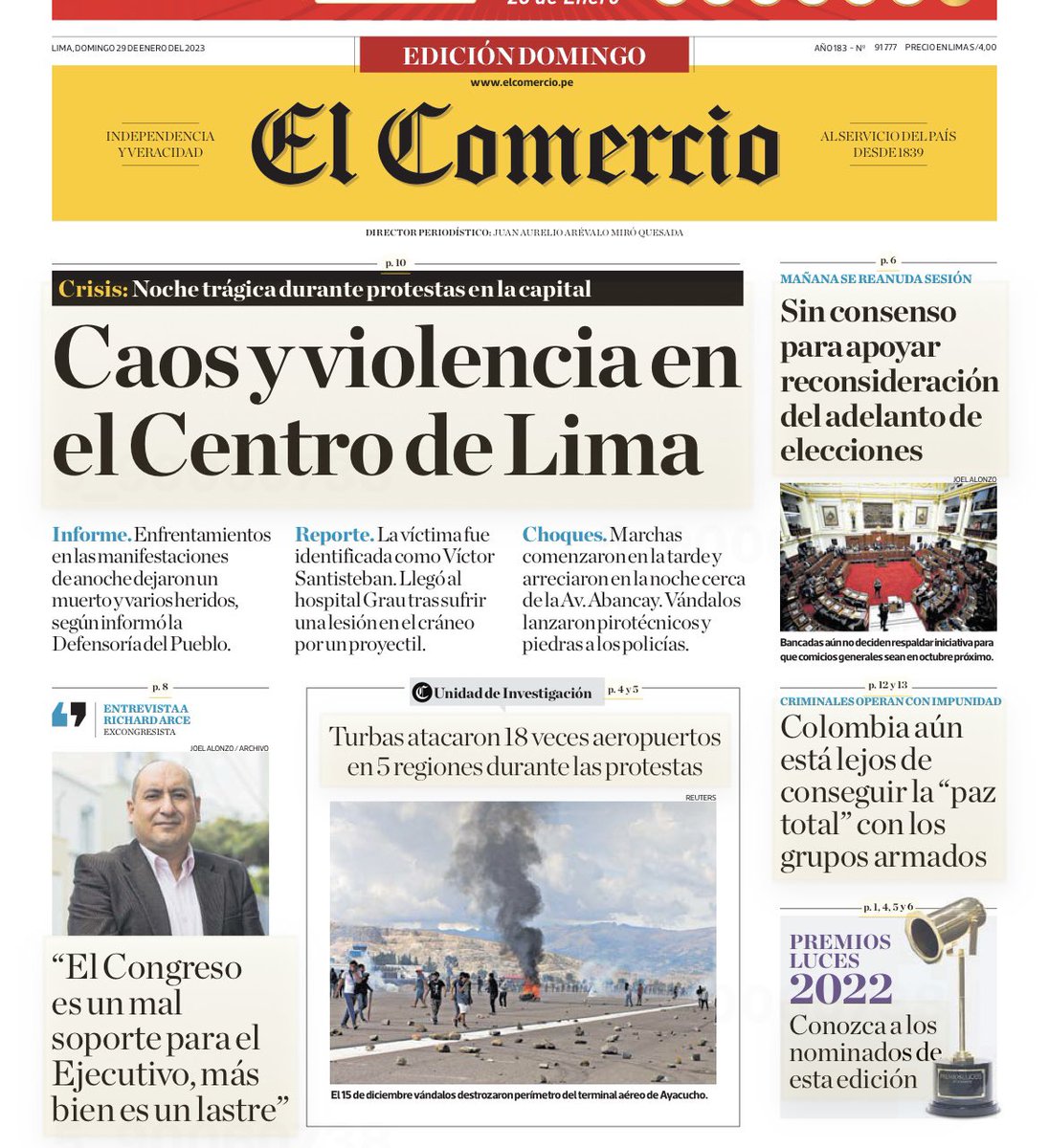 eloymarchan's tweet photo. 1) Portada de @elcomercio_peru luego de los asesinatos de Inti y Bryan.
2) Portada de @elcomercio_peru luego del asesinato de Víctor Santisteban.
“El periodismo puede ser la más noble de las profesiones o el más vil de los oficios” (Luis Miró Quesada de la Guerra). https://t.co/1UdpK0xazT