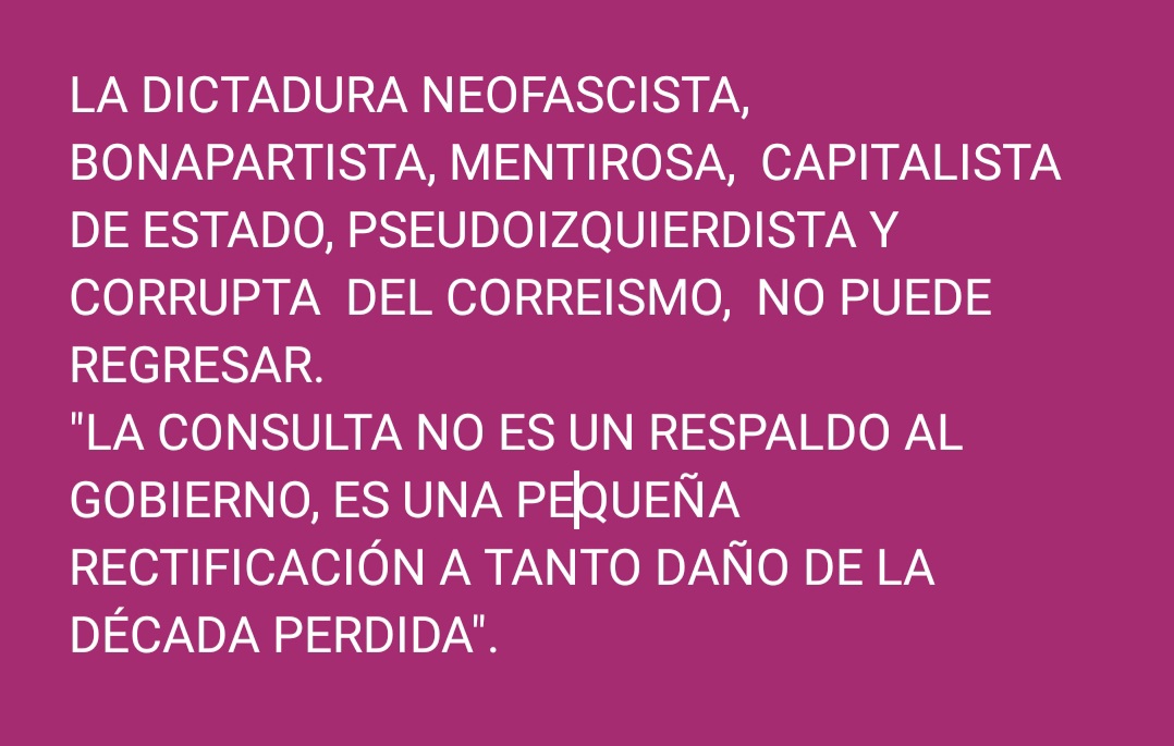 El Correismo no puede retornar  ni siquiera por la falta de aciertos del actual Gobierno, VOTAREMOS SI EN LA CONSULTA POPULAR. <a href="/ABorreroVega/">Alfredo Borrero Vega</a> <a href="/CarlosVerareal/">Carlos Vera</a> <a href="/LassoGuillermo/">Guillermo Lasso</a> <a href="/JulietaSagnay/">Julieta Sagnay Dra 🇪🇨</a>