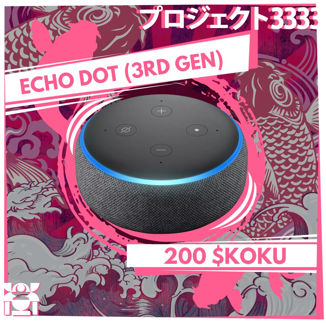 The #P3333Marketplace keeps on going!!! 😤 A lucky user has redeemed an Amazon Echo Dot (3rd gen)! 🤯Amazing! 
Start earning $Koku 🪙 today and earn IRL prizes in our Market!
Go now! market.p3333.io
