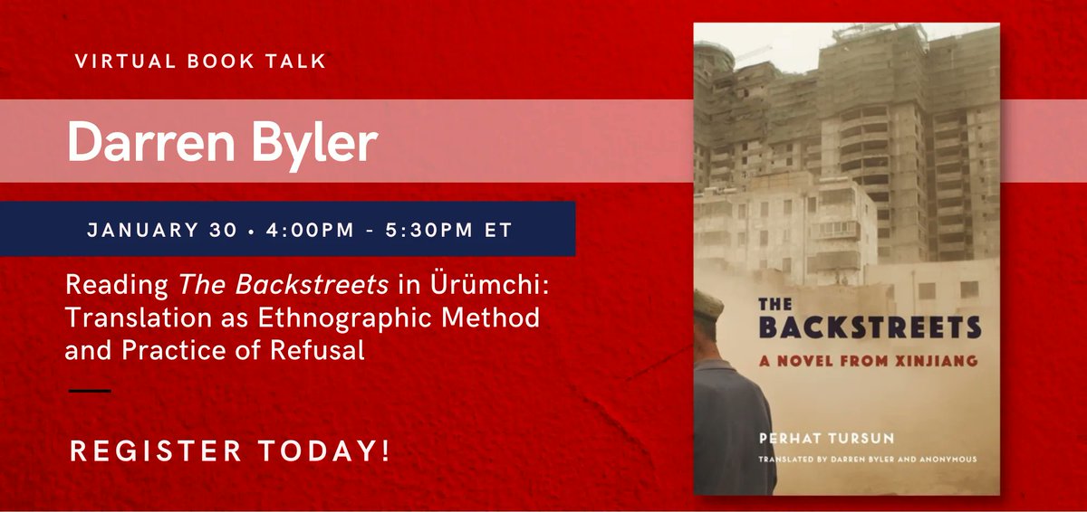 ColumbiaUP's tweet photo. Join Darren Byler, Andrew J. Nathan, and the Weatherhead East Asian Institute for a virtual book talk about THE BACKSTREETS tomorrow, January 30 from 4:00PM - 5:30PM ET. RSVP Today! https://t.co/9a6LLOJsaQ @WEAI_Columbia @Columbia @dtbyler https://t.co/3j1GtGH6e2