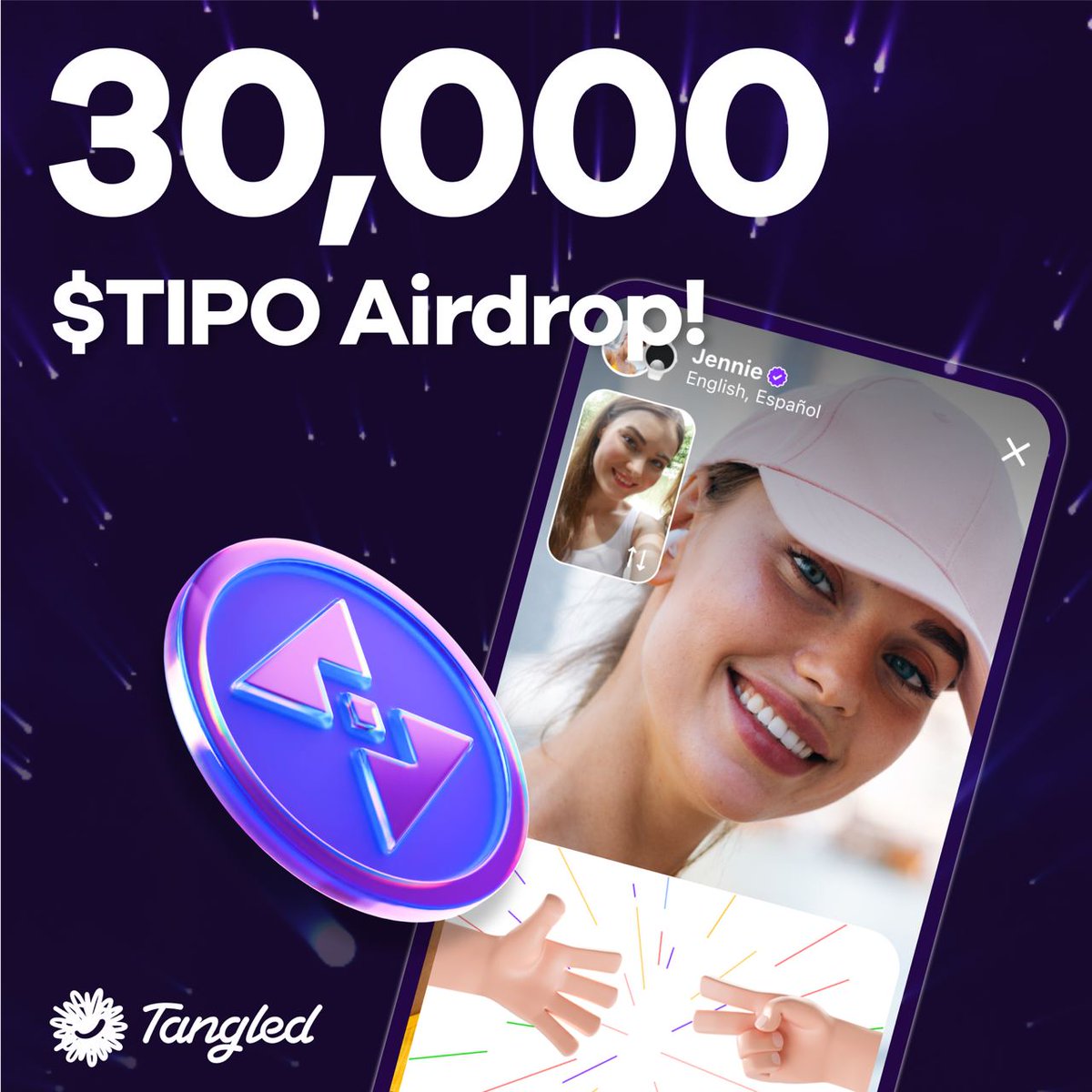 🚀Tangled Airdrop 🎁100 kişiye 3,000 $TIPO~$140 🔗wn.nr/PNq6fB 🔹Twitter hesabını takip edin ve tweeti retweetleyin, 🔹Telegram kanalına katılın, 🔹Discord kanalına katılın, 🔹Cüzdan adresinizi yazın. ⏰Airdrop bitişi: 31 Ocak #Airdrops #Airdrop #WEMIX #TIPO