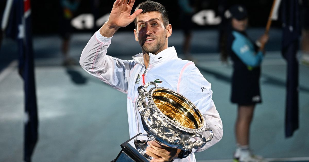 Reuters's tweet photo. Emotional Djokovic hails biggest victory of his life https://t.co/d0ygtV1Pt4 https://t.co/8bg1PkReI4
