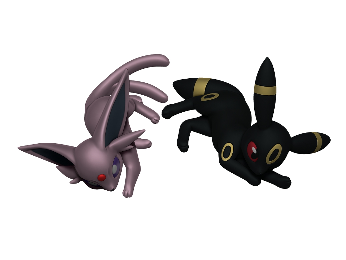 espeon ,umbreon pokemon (creature) no humans white background forehead jewel simple background looking up purple eyes  illustration images