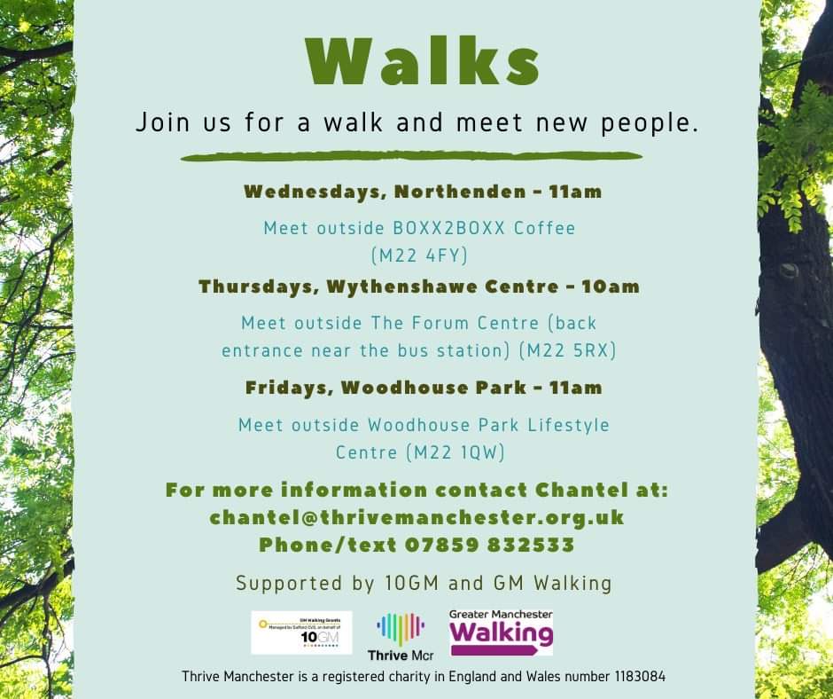 Join @ThriveMcr on weekly social #walks around #Northenden/#Wythenshawe and enjoy some of the #GardenCity. #wellbeing #exercise #walking #friendship @GmWalks @MCRActive