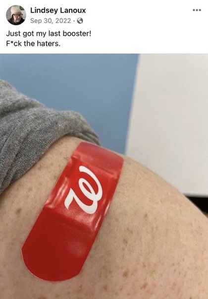 DiedSuddenly_'s tweet photo. 36 year old Lindsey Lanoux has #DiedSuddenly from sudden cardiac arrest. She bragged on Facebook about getting her last booster and and dismissed 💉safety concerns: “F*ck the haters”

She even changed her cover photo to trust the “science” 

How many more need to die? https://t.co/ifs4nIlzfu