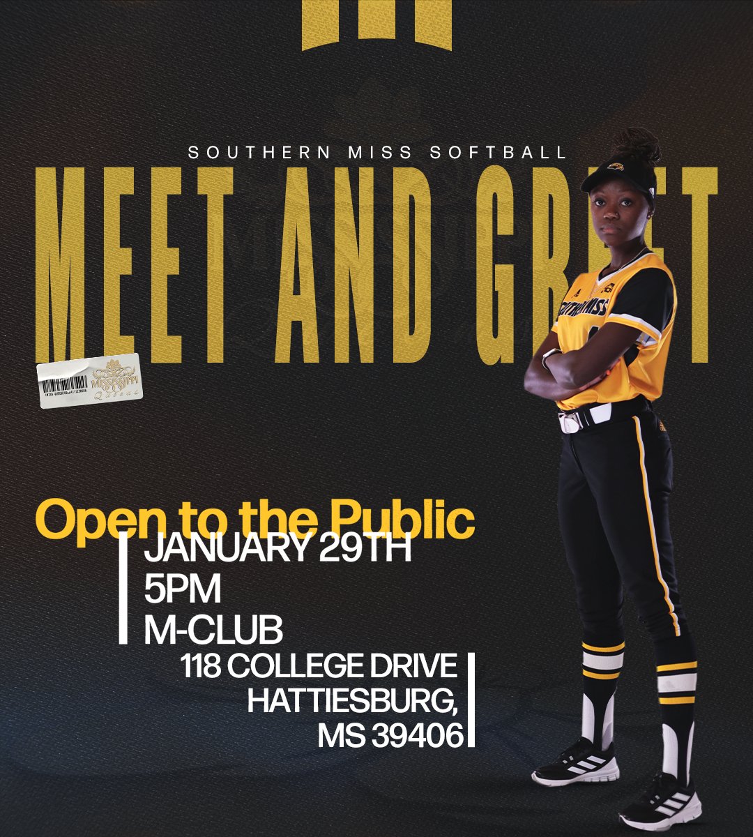 SouthernMissSB's tweet photo. 𝗧𝗼𝗱𝗮𝘆𝘀 𝘁𝗵𝗲 𝗗𝗮𝘆‼️

See you at the M-Club tonight, 5 PM!🦅🥎

#SMTTT https://t.co/ndXBhpQAjK