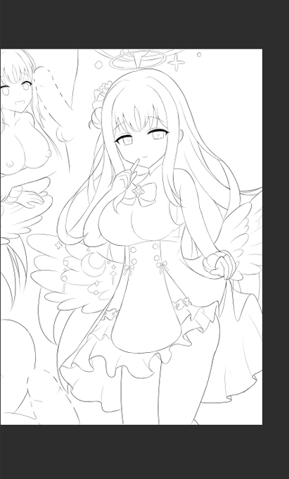 ようやく線画が終わったので久々に途中経過を半分だけ
水曜か木曜あたりに完成版上げます 