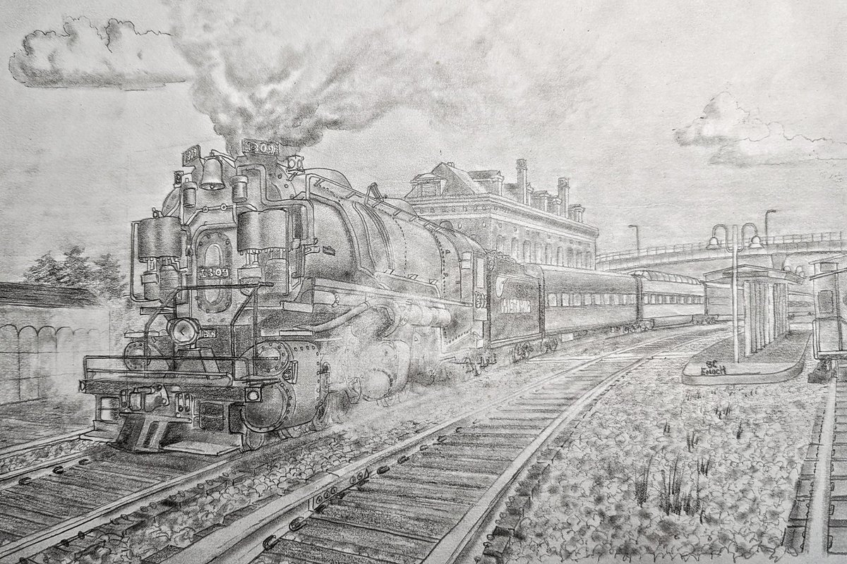 BCEnoch's tweet photo. It's been a while, but I finally got this done. #WesternMarylandScenicRailroad #WMSR #Draw #Drawing #Train #Locomotive #SteamLocomotive #Heritage #History #Cumberland #CumberlandMD https://t.co/76af3kMmrC