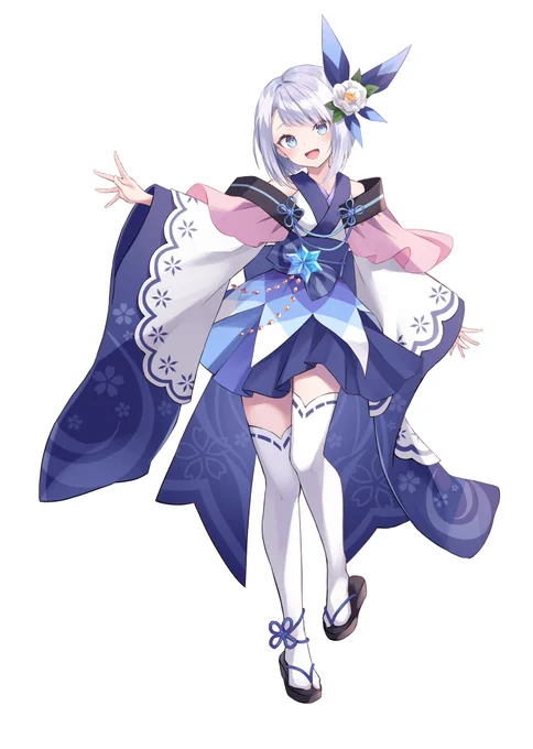 雪ノまいさん()のデザインさせていただきました!青基調にピンクの羽織で華やかに仕上げましたよろしくお願いします 