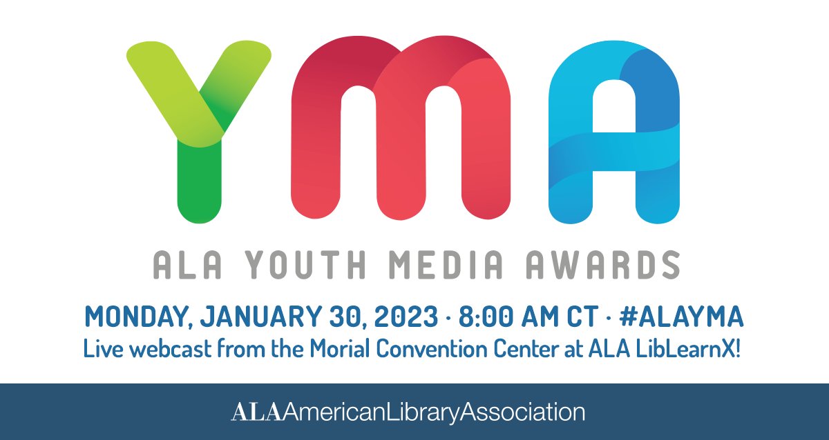 24 hours to go! We'll be tweeting the winners of the 2023 ALA Youth Media Awards as they are announced Monday morning starting at 9 am ET | 8 am CT | 7 am MT | 6 am PT. 
Follow ➡️#ALAyma
Watch at ala.unikron.com or our Facebook page facebook.com/AmericanLibrar…
#LibLearnX23