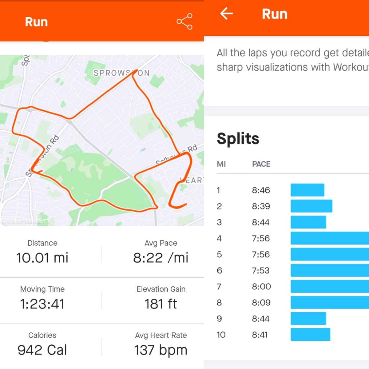 Shorter run on plan this week which has turned out serendipitous as I'm now sniffing with the slight resurgence of this virus! 3 miles easy, 7 mins out, 7 back, 6, 6, 5, 5, then 2.3 miles easy. Pleased with that.😊 #sundaylongrun #londonmarathon2023 #ukrunchat #marathontraining