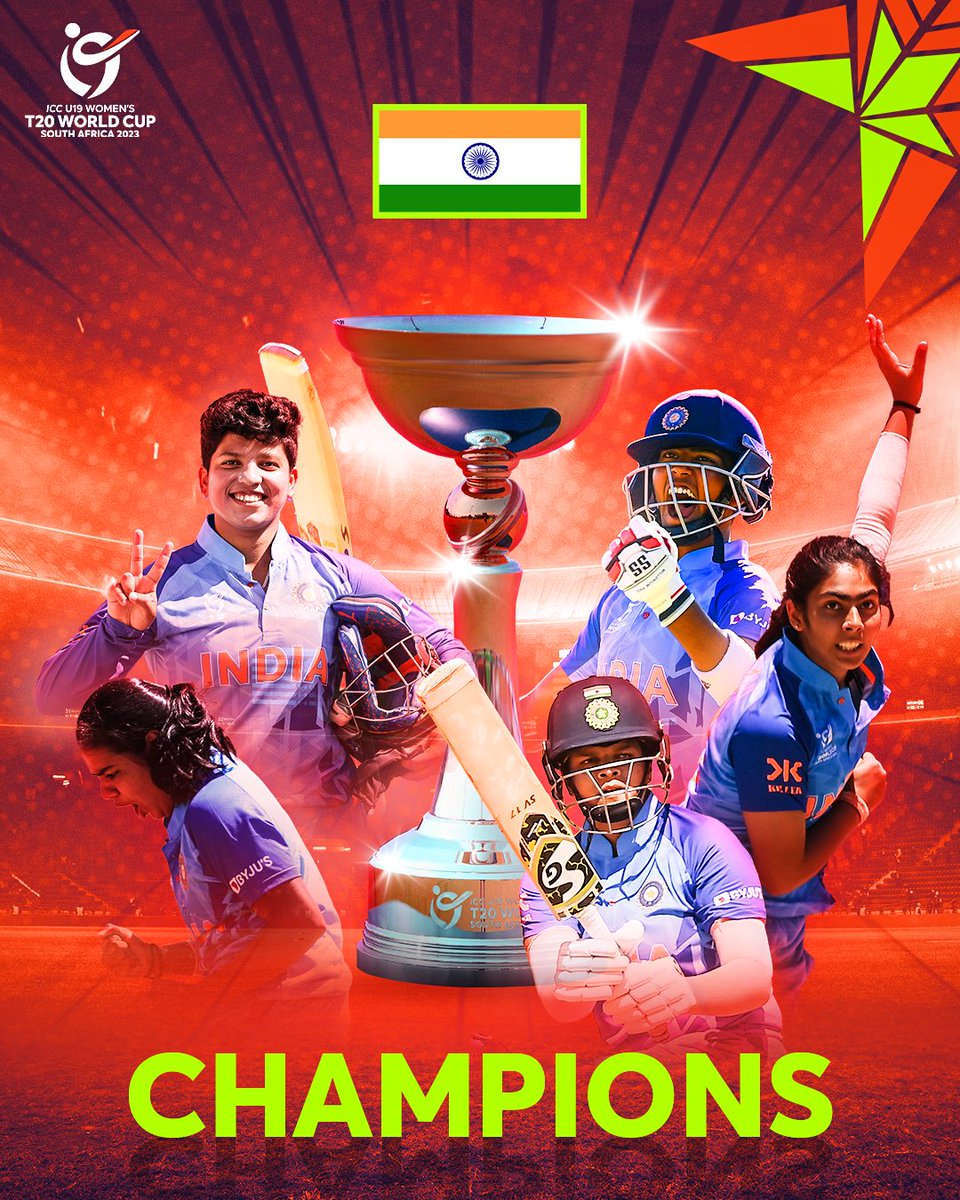 Congratulations to the first ever champions of the Women's #U19T20WorldCup! 🏆🇮🇳