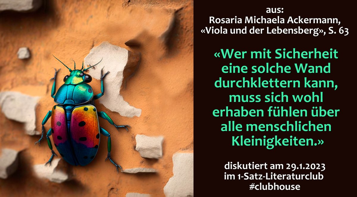 Zu harte weiche Eier; die offene Zahnpastatube; #ReinholdMessner wütend beim zerbrochenen Marmeladeglas. Auch er: wie du &amp; ich. Menschl. #Kleinigkeiten gibts nicht: Sobald 1 Mensch etwas Kleinem eine Bedeutung zumisst, wird es gross.
#ViolaUndDerLebensberg
1satzliteraturclub.com