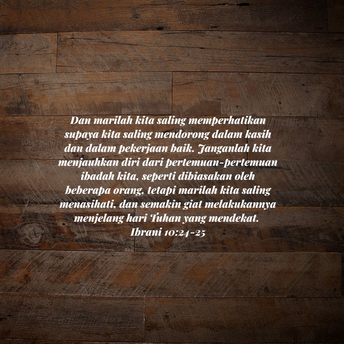 Dan marilah kita saling memperhatikan supaya kita saling mendorong dalam kasih dan dalam pekerjaan baik.  
Ibrani 10:24-25 TB

bible.com/id/bible/306/h…