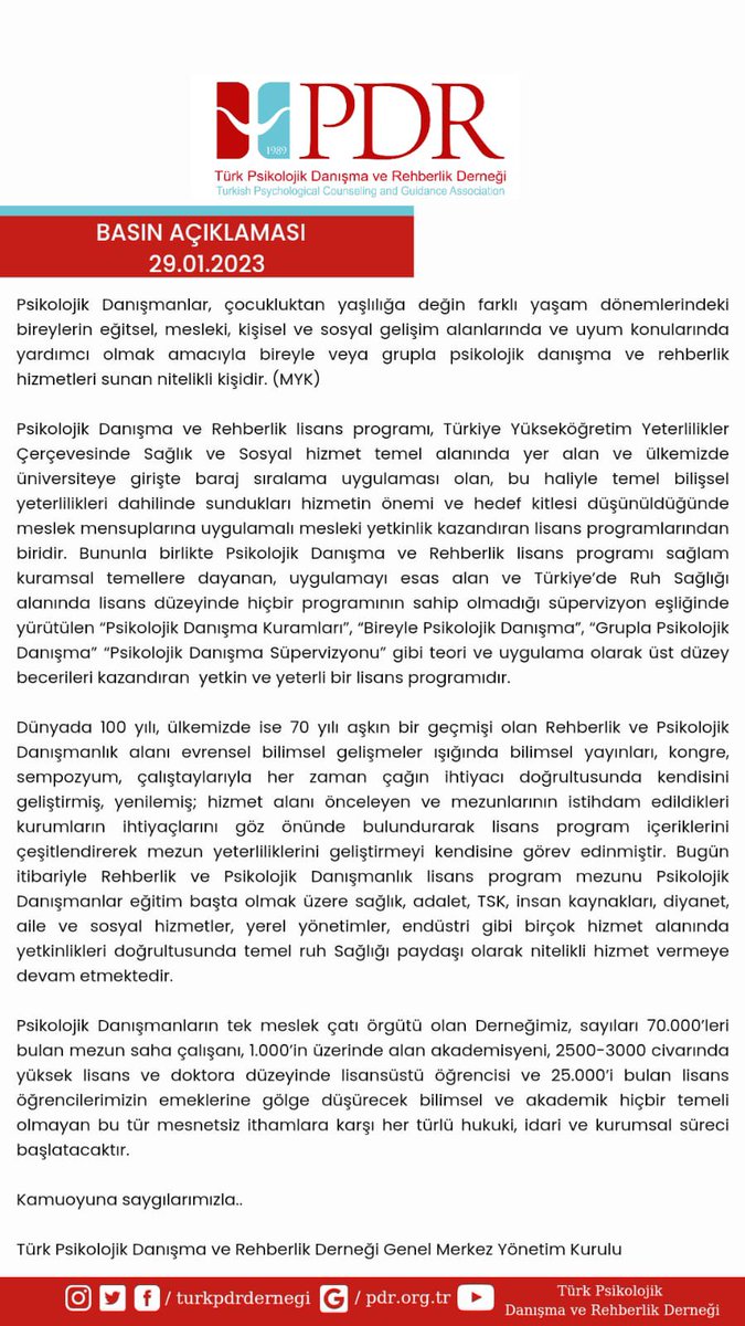Türk Psikologlar Derneği <a href="/TPDBilgi/">Türk Psikologlar Derneği</a> için bir sakıncası yoksa! kamuoyuna dönük bir basın açıklaması paylaşacağız

Rehberlik ve Psikolojik Danışma/Psikolojik Danışma ve Rehberlik 💫

Psikolojik Danışman’ız

<a href="/mesutyldrm_pdr/">Mesut YILDIRIM</a> 
<a href="/ProfDrMPiskin/">Prof. Dr. Metin Pişkin</a>